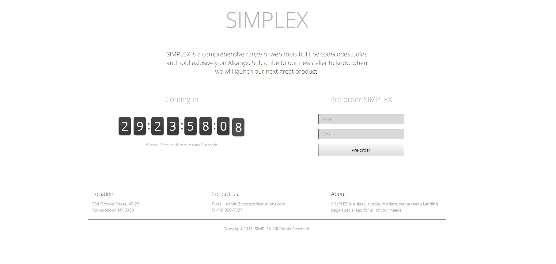 Simplex Simple Coming Soon Landing Page In Productivity S Alkanyx Simplex Simple Coming Soon Landing Page